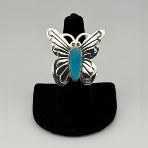 Navajo Sterling Turquoise Butterfly Ring - Yazzie